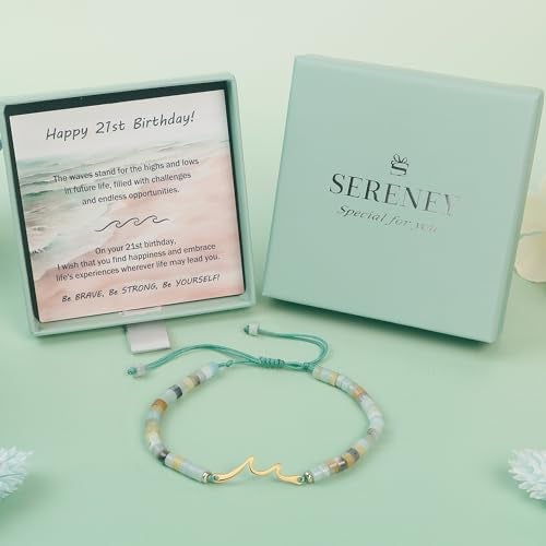 Sereney 21st Birthday Gift for Her Handmade Beach Wave21st Birthday Bracelets Gifts for Women, Cool 21st Birthday Gifts Ideas as 21 Year Old Birthday Gifts for 21 Year Old Female Daughter Girls - Image 3