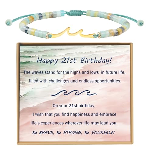 Sereney 21st Birthday Gift for Her Handmade Beach Wave21st Birthday Bracelets Gifts for Women, Cool 21st Birthday Gifts Ideas as 21 Year Old Birthday Gifts for 21 Year Old Female Daughter Girls - Image 1