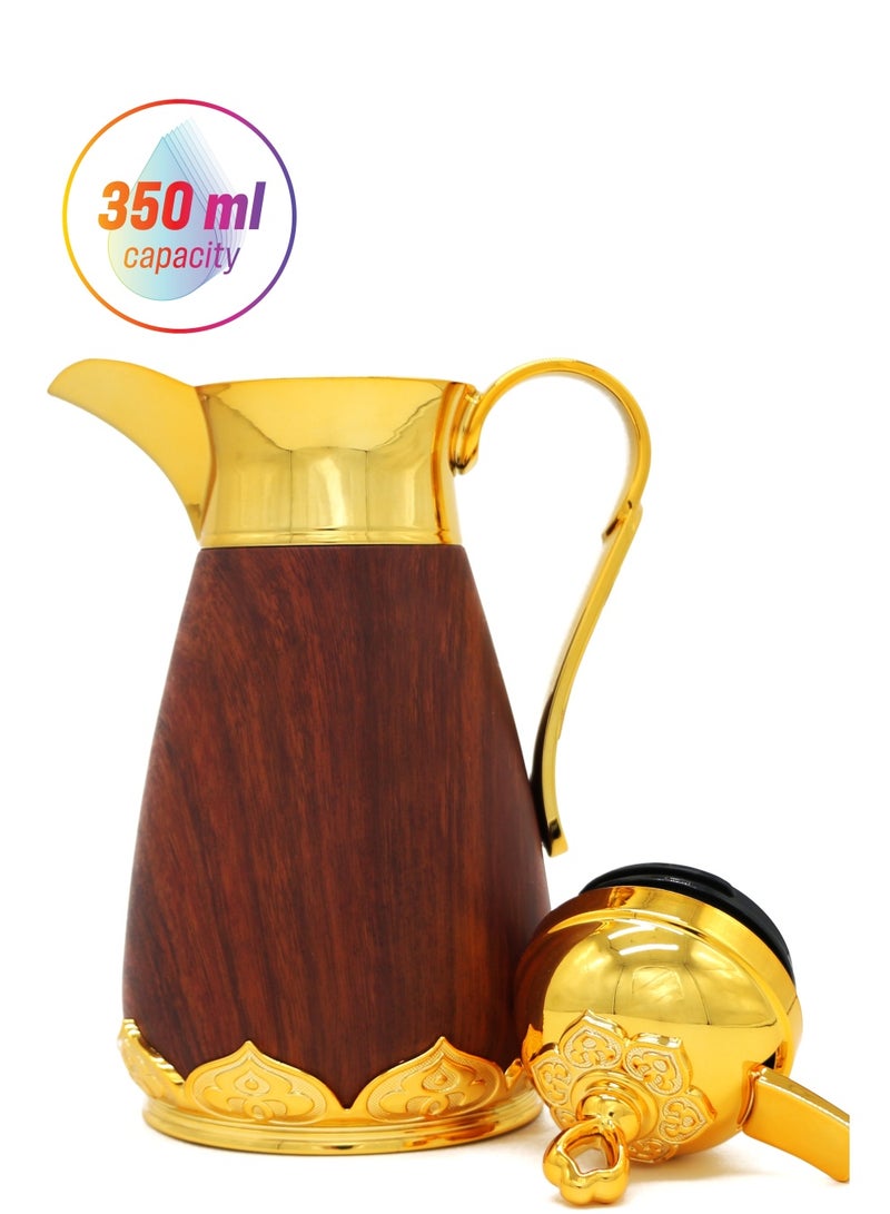REFAN Thermos Dallah Coffee & Tea 350ML Brown/ Gold - Image 1