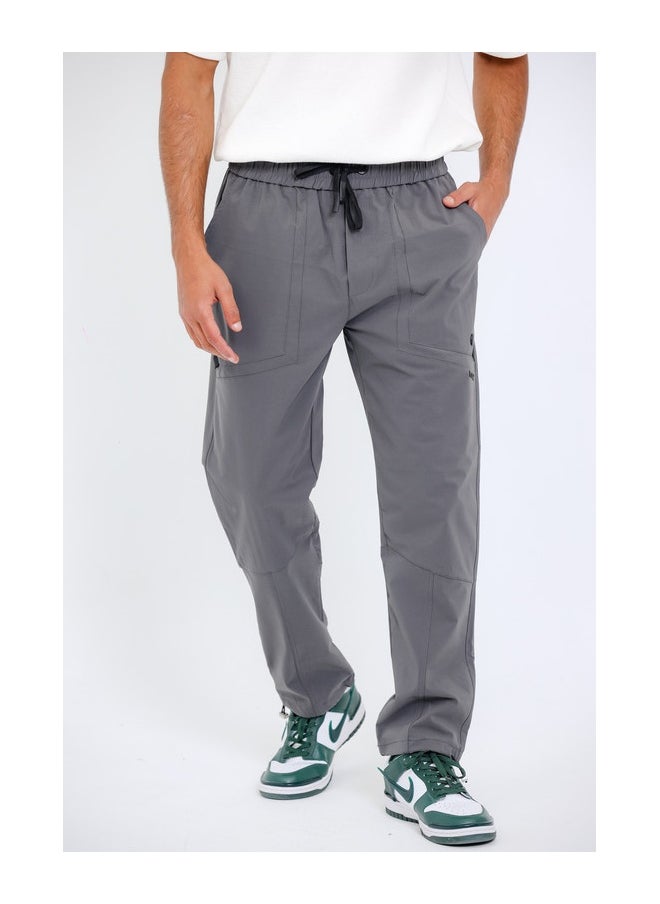 Slip On Plain Grey Practical Joggers