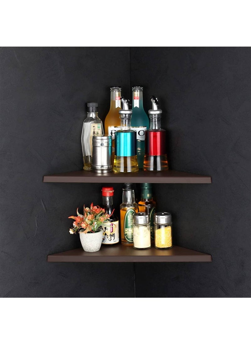 Corner Mounting Shelf Easy to Install Wall Corner Shelf Set of 2 Brown Frosting Pattern Right-Angled