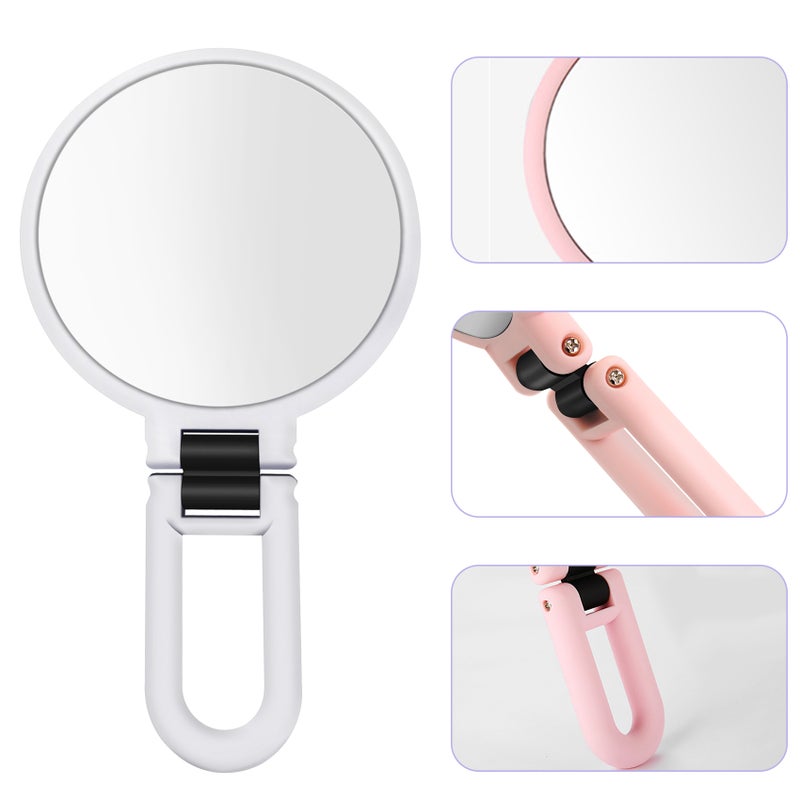 10X/15X Magnifying Handheld Mirror Folding Handle Double-sided Portable Travel Magnified Hand Mirror Pedestal Makeup Mirror - Image 4