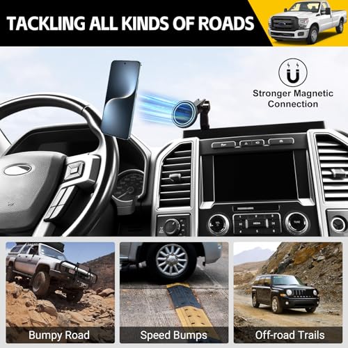 JTYZSM Magnetic Phone Mount for 2023-2026 Ford F250 F350 F450 Super Duty(Without Dashboard-Top Speaker) Dash Phone Holder with Tray Car Phone Stand Truck Accessories - Image 4