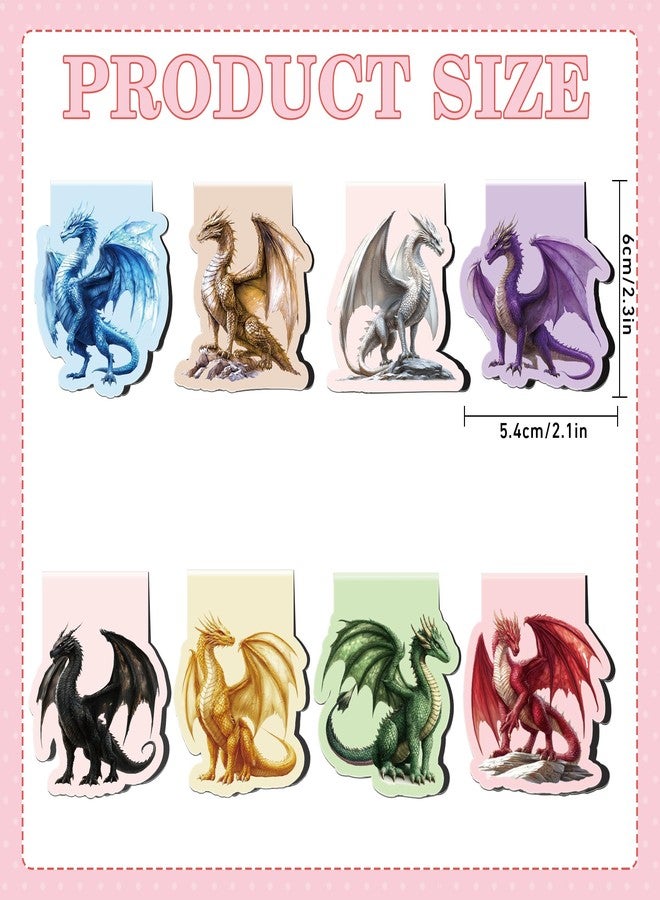 RUBOAOA Cool Dragon Magnetic Bookmarks, 8 Pcs Fantasy Power Dragon with Wings Magnet Page Markers Unique Book Clips for Reading, Gifts for Men Book Lovers Students Teachers Office School - Image 2