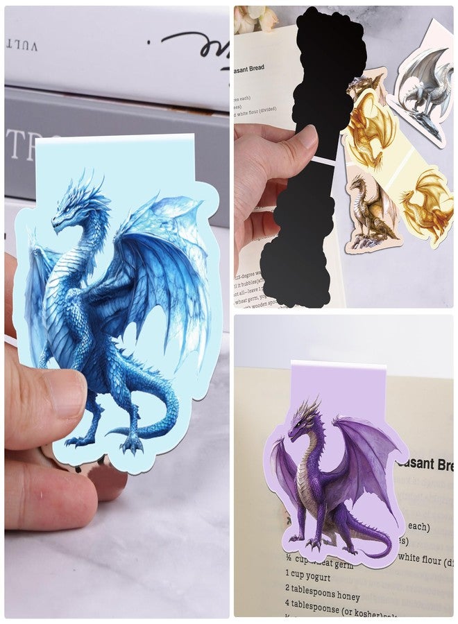 RUBOAOA Cool Dragon Magnetic Bookmarks, 8 Pcs Fantasy Power Dragon with Wings Magnet Page Markers Unique Book Clips for Reading, Gifts for Men Book Lovers Students Teachers Office School - Image 3
