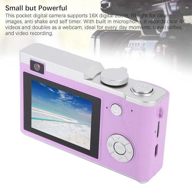 64MP 4K Digital Camera For Photography With 32GB Memory 16X Zoom Anti Shake Compact Travel Camera - Image 3