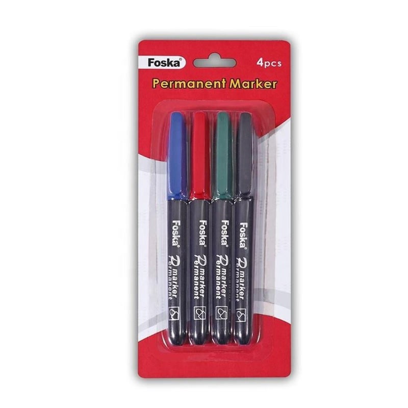 FOSKA Round Tip Permanent Marker Pens in Assorted Colors 6mm - 4 Pack - Image 5