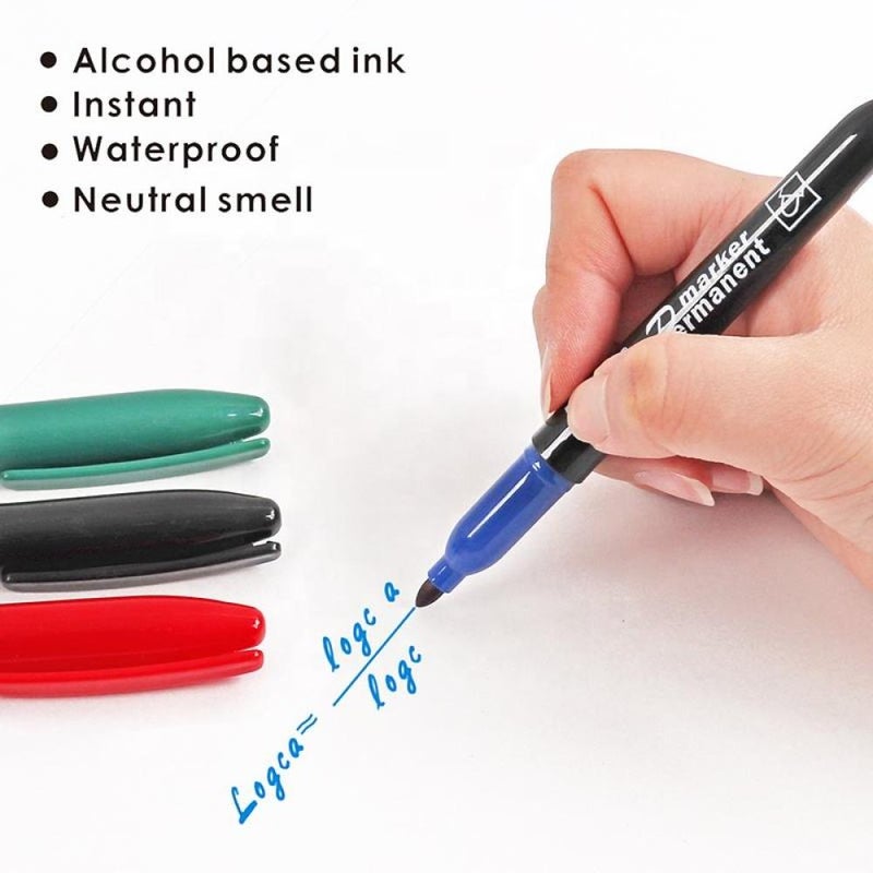 FOSKA Round Tip Permanent Marker Pens in Assorted Colors 6mm - 4 Pack - Image 4