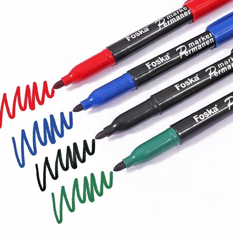 FOSKA Round Tip Permanent Marker Pens in Assorted Colors 6mm - 4 Pack - Image 3