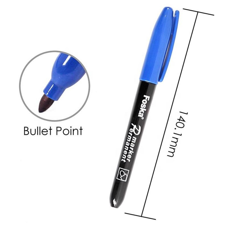 FOSKA Round Tip Permanent Marker Pens in Assorted Colors 6mm - 4 Pack - Image 2