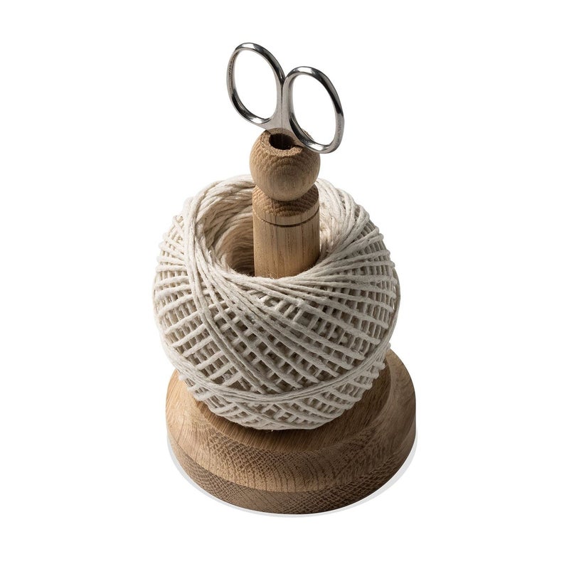 Muldale Traditional Kitchen Twine Holder with Scissors Butcher String Spool Dispenser with Cutter Cotton Twine for Gardening Made in UK