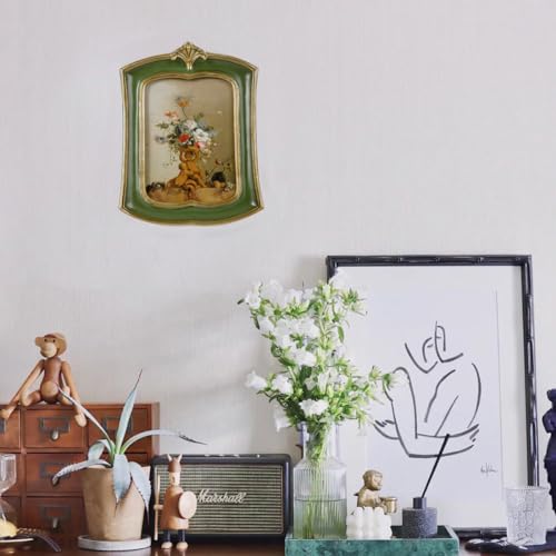 Kangce Vintage Picture Frame 5x7 Antique Ornate Photo Frame Tabletop and Wall Hanging Old-Fashioned Style, Decorative Retro Design Home Decor, Photo Gallery, Art, Green - Image 5