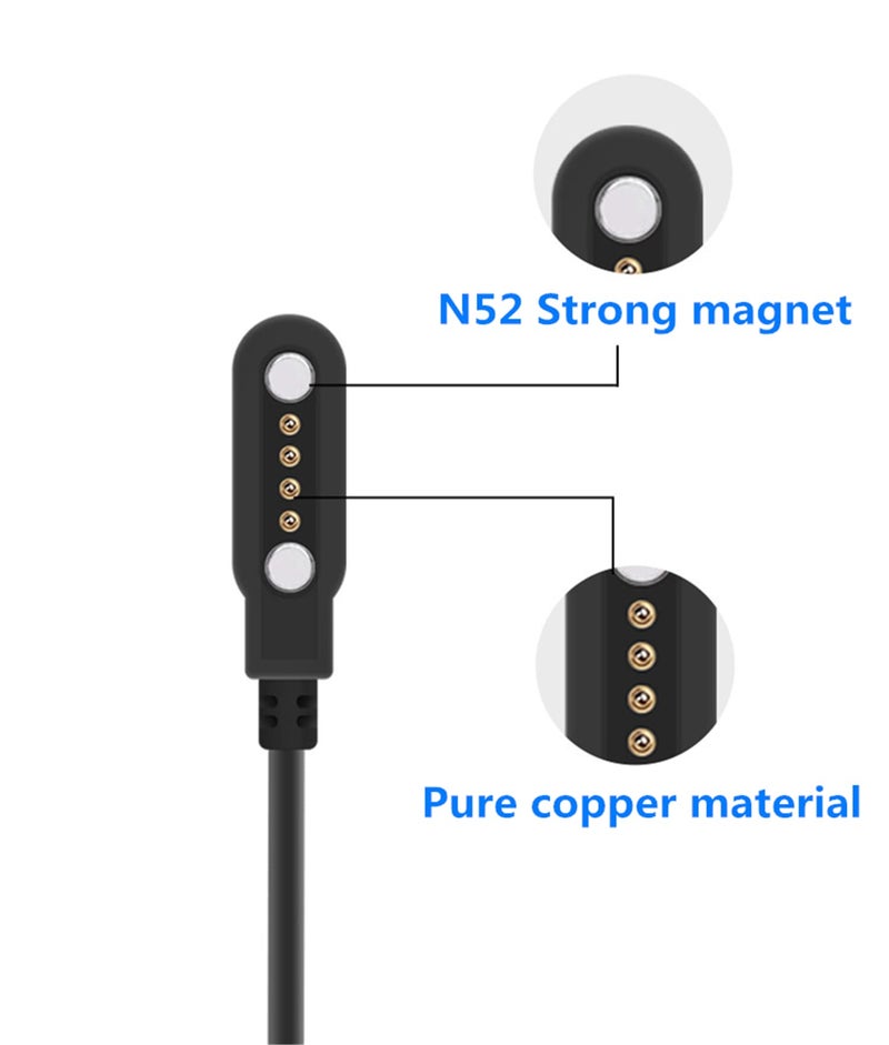Alwisdom Universal Charging Cable Compatible Smartwatch Magnetic Smartwatch Accessories USB 4-Pin Magnetic Charger for Smart Watch/Fitness Tracker, Pin Pitch 7.62 mm - Image 4