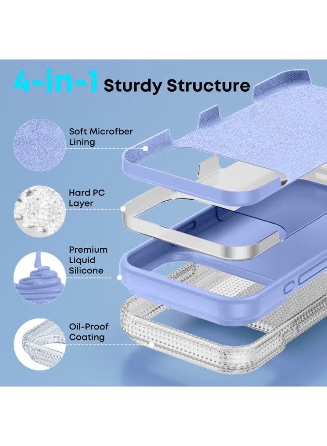 general Premium Liquid Silicone Protective Case for iPhone 17 Pro (6.3-inch) – Shockproof Full Body Cover with Soft Microfiber Lining & Raised Camera Protection - Lavender Purple - Image 5