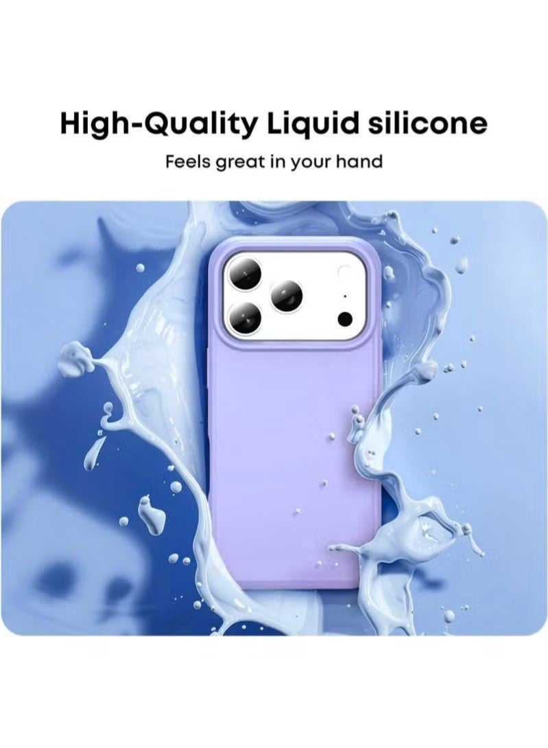 general Premium Liquid Silicone Protective Case for iPhone 17 Pro (6.3-inch) – Shockproof Full Body Cover with Soft Microfiber Lining & Raised Camera Protection - Lavender Purple - Image 4