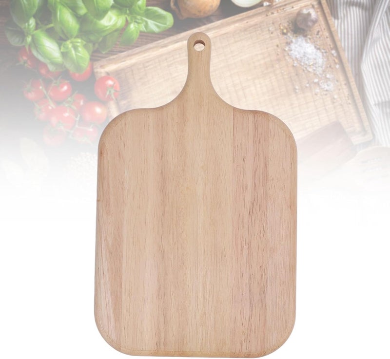 Wood Cutting Board with Handle, Chopping Board for Meat Cheese Bread Vegetables Fruits, Decorative Wooden Serving Board for Kitchen, Double Sided Rubber Wood Board with Ergonomic C (Small Size) - Image 5