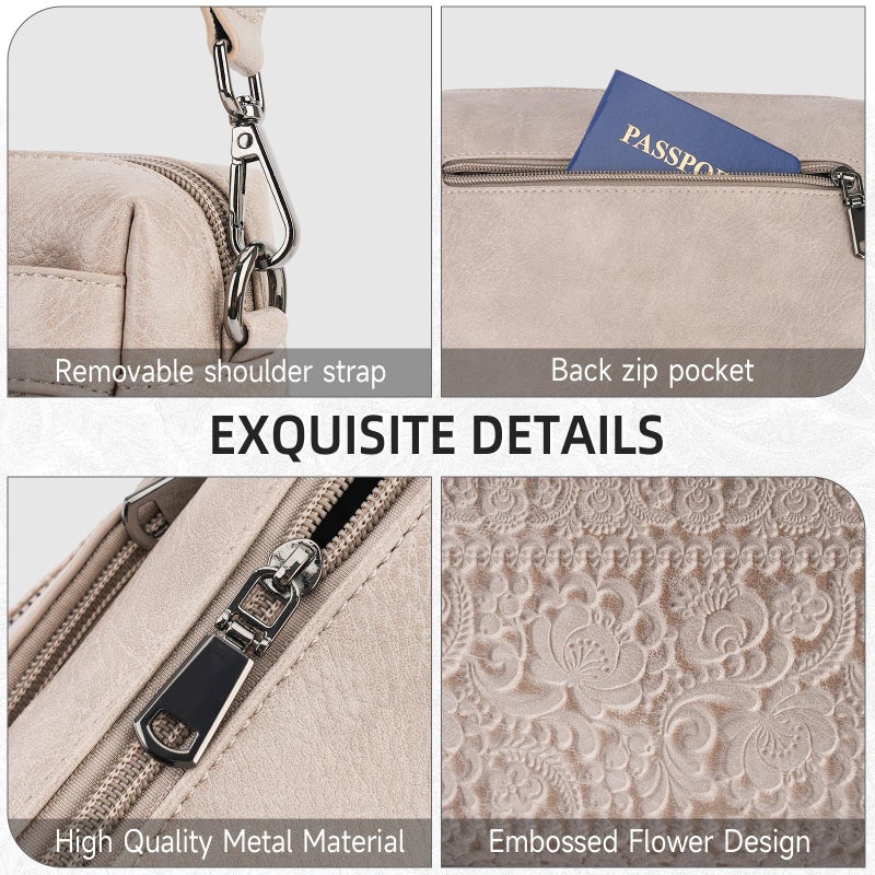 VIMUTI Crossbody Bags for Women Trendy,Leather Crossbody Purses Embossed Design,Multi Pocket Lightweight Shoulder Handbag (04-Gray) - Image 5