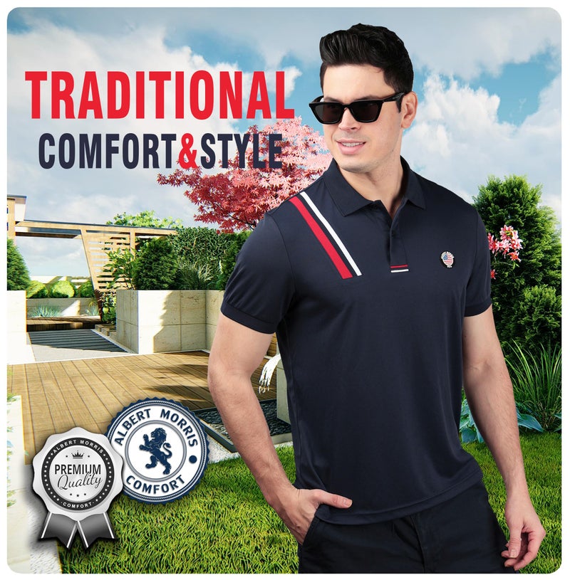 Albert Morris Mens Striped Short Sleeve Polo Shirts 4 Pack - Regular Fit - Multicolor - Eagle Pack - X-Large - Image 5