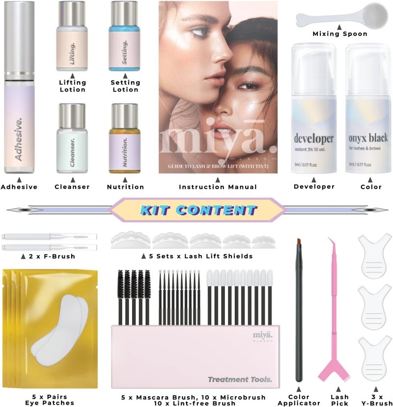 MIYA LASH Lash Lift & Brow Lamination Kit | Black, Voluminous Eyebrows & Eyelashes Color Kit | Professional 8 Weeks Result | LVL, Perm, Laminate | Keratin Brow Lift & Lash Lift Kit with All tools - Image 2