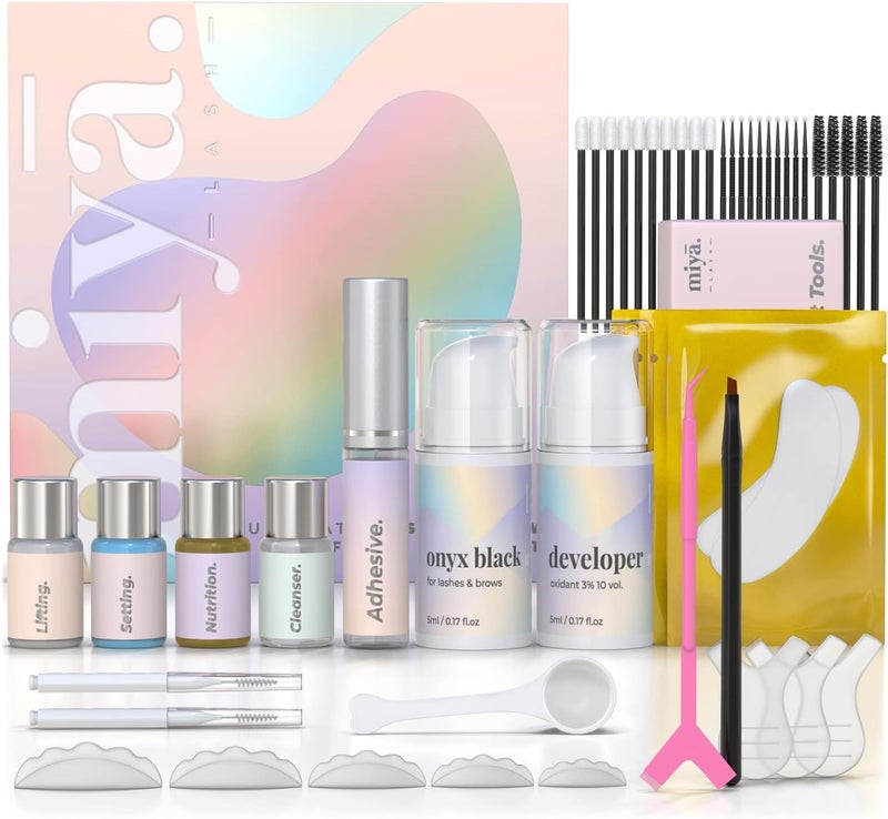 MIYA LASH Lash Lift & Brow Lamination Kit | Black, Voluminous Eyebrows & Eyelashes Color Kit | Professional 8 Weeks Result | LVL, Perm, Laminate | Keratin Brow Lift & Lash Lift Kit with All tools - Image 1