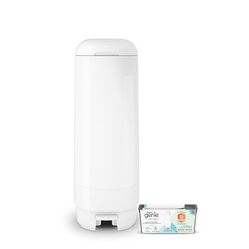 Diaper Genie Diaper Genie Signature Pail Includes 1 Easy Roll Refill with 18 Bags Holds Up to 846 NewbornSized Diapers Per Refill 