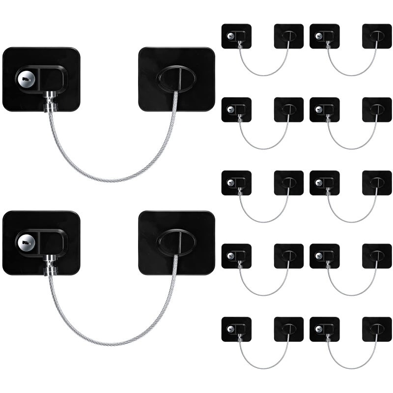 Hoteam 12 Pack Refrigerator Lock with 12 Keys Fridge Locks Combination Adhesive Child Safety Cabinet Freezer Door Lock Adult File Drawer Kitchen Appliance Furniture Closet(Black) - Image 1