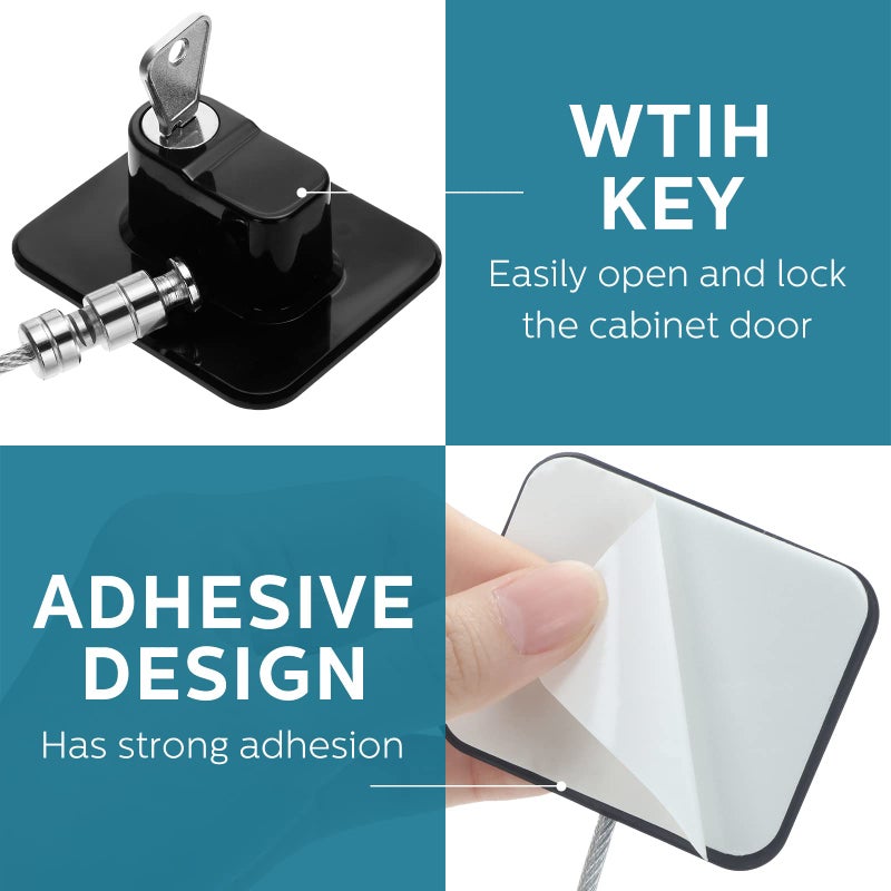 Hoteam 12 Pack Refrigerator Lock with 12 Keys Fridge Locks Combination Adhesive Child Safety Cabinet Freezer Door Lock Adult File Drawer Kitchen Appliance Furniture Closet(Black) - Image 3