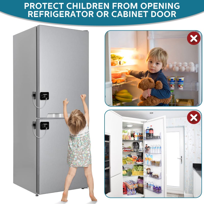 Hoteam 12 Pack Refrigerator Lock with 12 Keys Fridge Locks Combination Adhesive Child Safety Cabinet Freezer Door Lock Adult File Drawer Kitchen Appliance Furniture Closet(Black) - Image 5