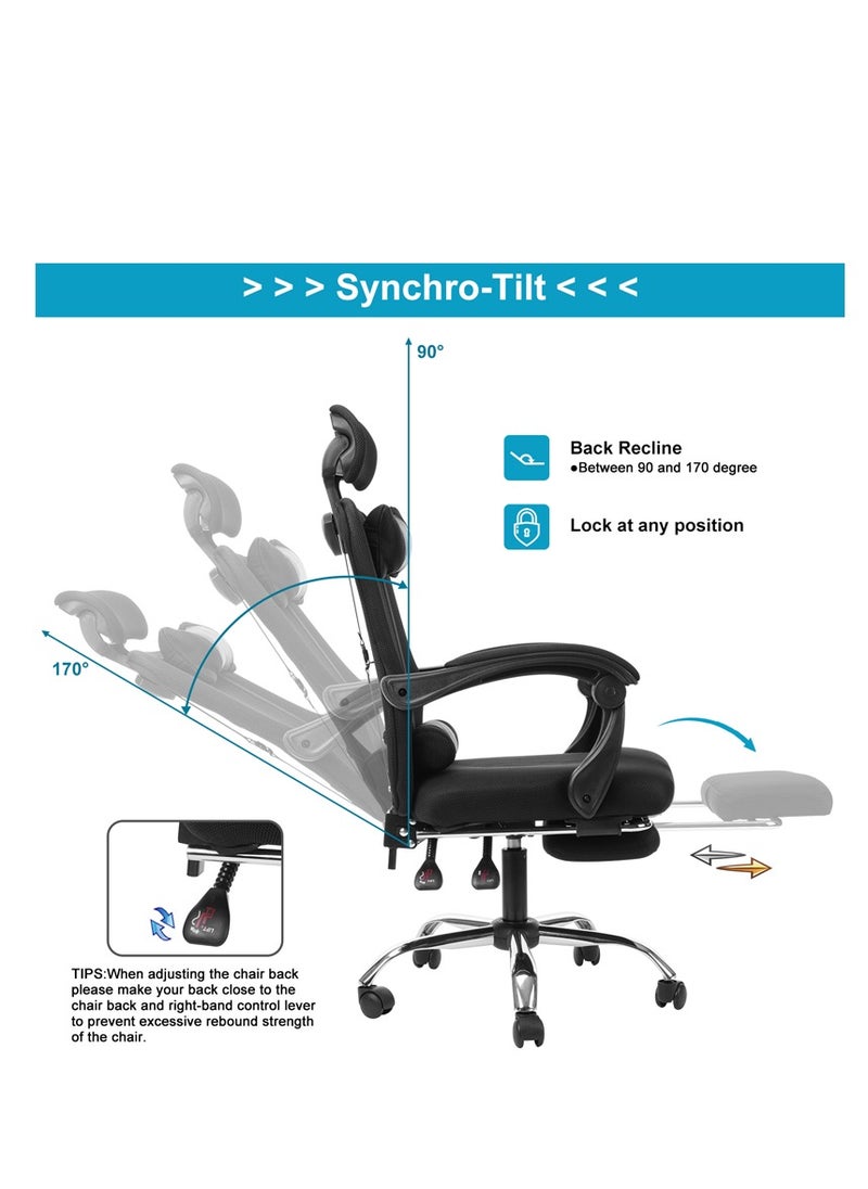 ZUIHAO Ergonomic Office Chair Home Office Desk Chair with Adjustable Headrest & Lumbar Support with Thickened Cushion &Flip-up Armrests Task Executive Chair for Home Office  - Image 2
