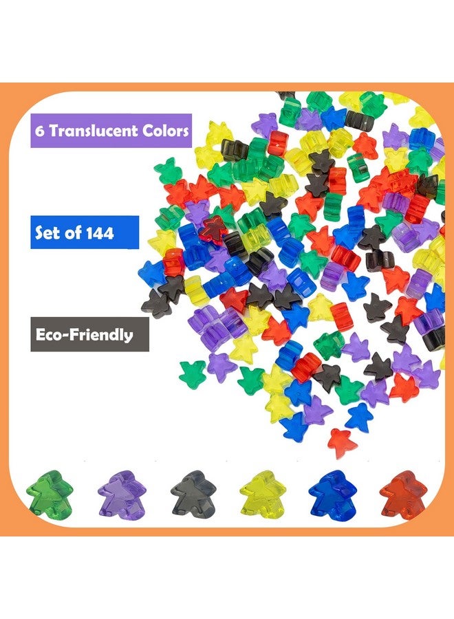 AiFanS 144 Pieces Meeples Game Tokens,Game Pieces for Board Games,Board Game Accessories with Portable Box(Translucent,6 Colors) - Image 2