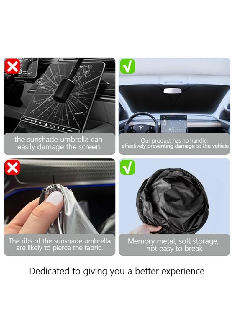 Generic Car front glass sunshade Black coated cloth summer car sunshade - Image 3