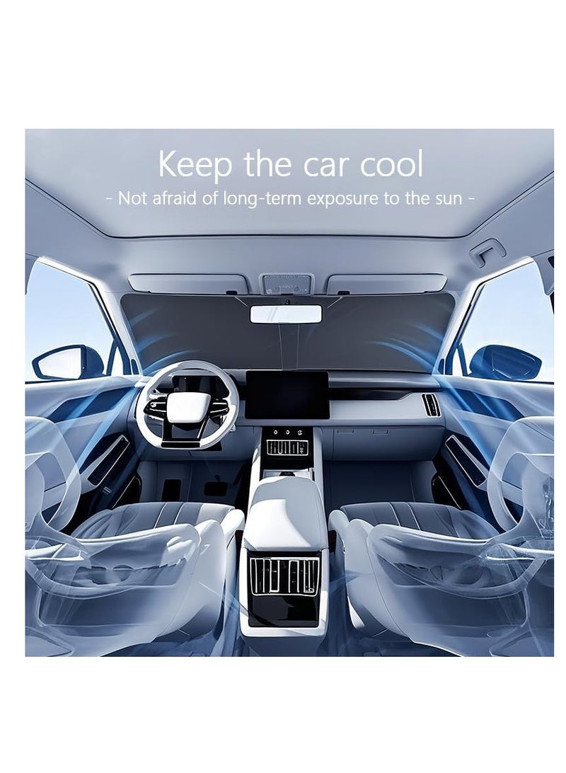 Generic Car front glass sunshade Black coated cloth summer car sunshade - Image 5