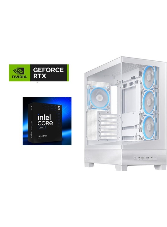 EZYCORNER Gaming PC Intel Core Ultra 5 RTX 5060 8GB 16GB DDR5 1TB NVMe Gen4 240mm Liquid Cooler Windows 11 Pro White White Gaming Build