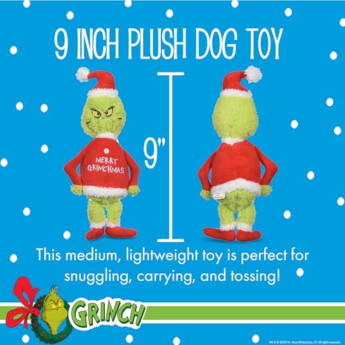 Dr. Seuss: Holiday Merry Grinchmas Grinch Plush Squeaker Toy- 9" - Image 5