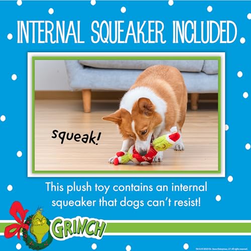 Dr. Seuss: Holiday Merry Grinchmas Grinch Plush Squeaker Toy- 9" - Image 4