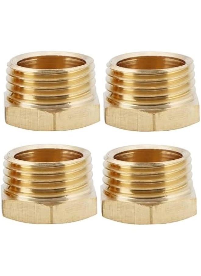 HOOKOR Brass Garden Hose Adapter, G1/2 Female to GHT 3/4 Male Connector,GHT to NPT Adapter Brass Fitting,Brass Garden Hose to Pipe Fittings Connect 4pcs (49) 