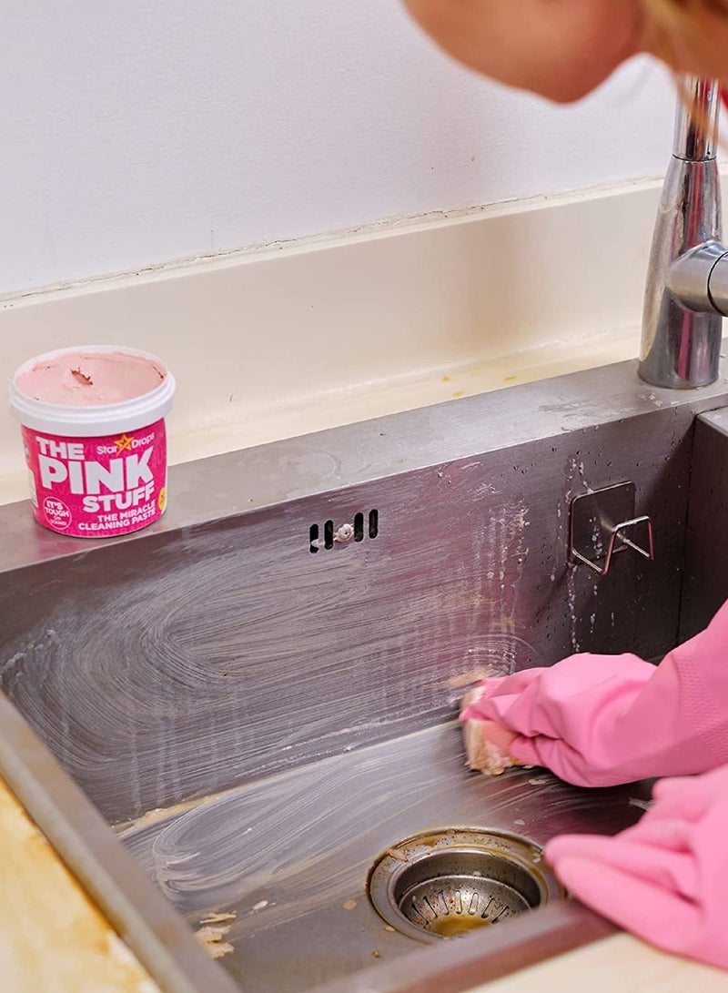 The Pink Stuff Miracle Cleaning Paste 850g with Comfortable Cleaning Gloves | Multi-Purpose Cleaner for Tough Stains, Grease & Household Surfaces - Image 4