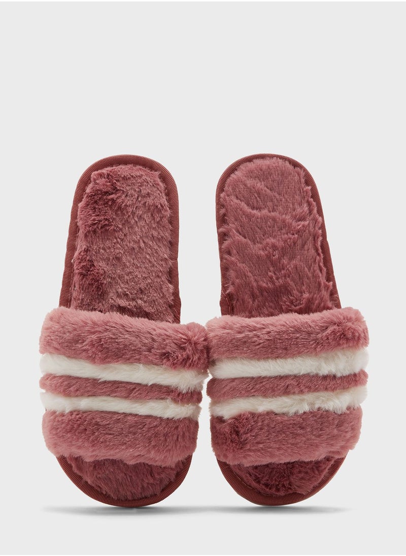 Ginger - Double Stripe Furry Bedroom Slipper - Image 1