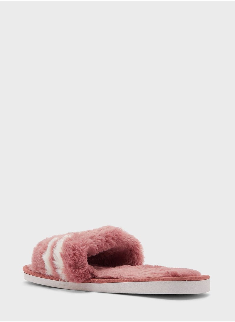 Ginger - Double Stripe Furry Bedroom Slipper - Image 1