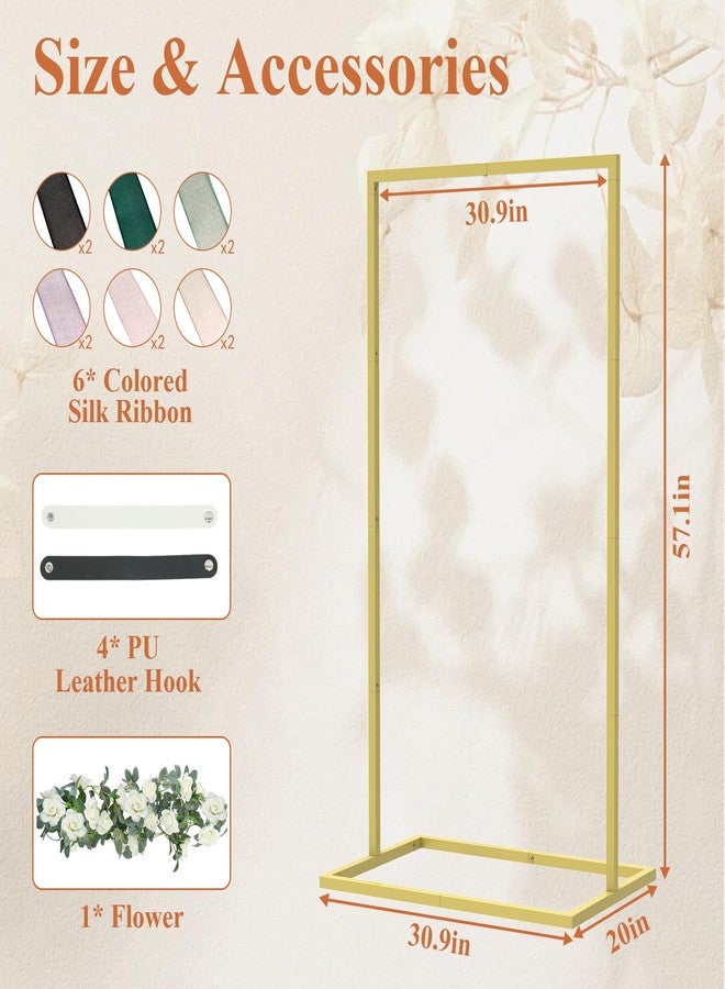 JCMCDO Elegant Wedding Sign Stand Holder, Sturdy Wedding Welcome Sign Holder with 8 Pair Satin Ribbon & 2 Leather Strap for Seating Charts & Event Decor Wedding Seating Chart Stand, Easel for Display (Gold) - Image 2
