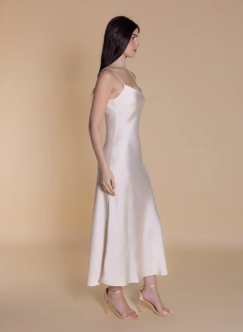 SHAPES champagne MAXI SATIN DRESS for Women | Best Price UAE