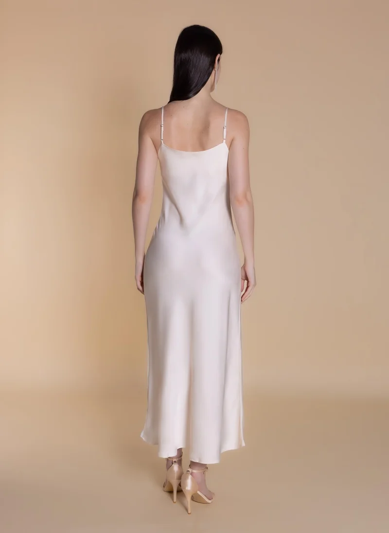 SHAPES champagne MAXI SATIN DRESS for Women | Best Price UAE