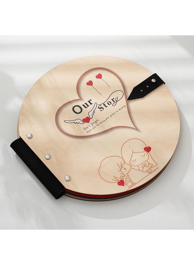 Bluejw Creative DIY Wooden Round Photo Album Album Children's Growth Album Cartoon New Album - Image 1