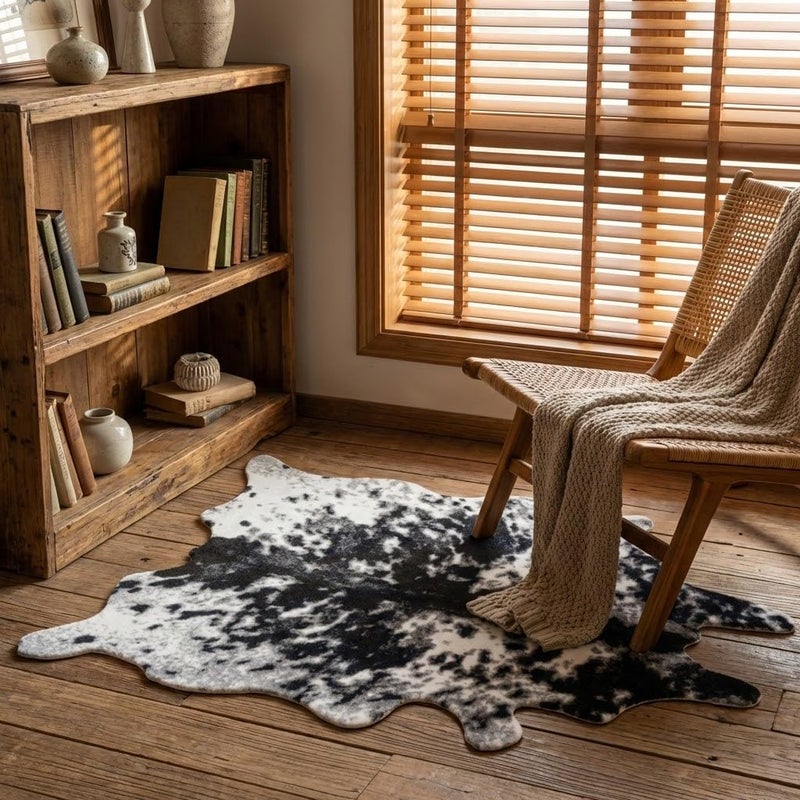MustMat Faux Cowhide Rug Cow Print Rug Western Cowhide Area Rugs for Living Room (Black and White, 2.6ft x 4.1ft) - Image 4