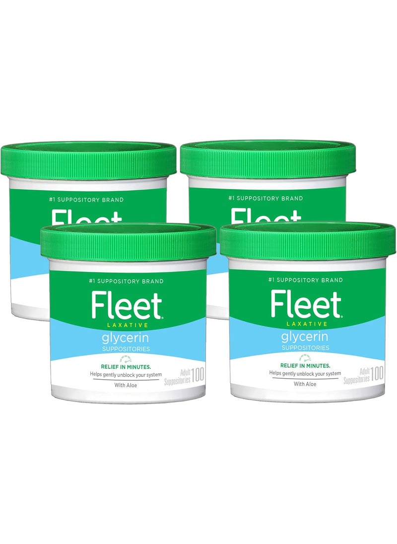 Fleet Fleet Laxatives, Laxative Glycerin Suppositories for Adult Constipation Relief, 100 Count, 4 Pack 