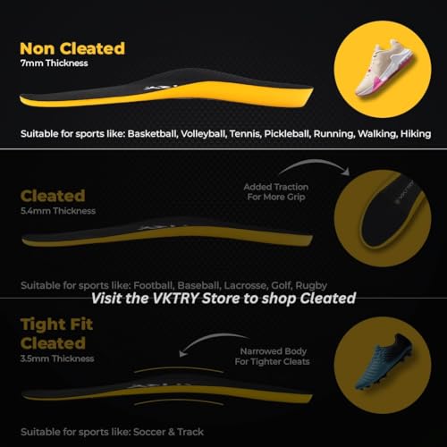 VKTRY Gold for Non-Cleated Shoes - Carbon Fiber Performance Insoles - Customized Athletic Inserts for Sports Basketball Volleyball Running & More | Shock Absorption US M8.5-9, W10.5-11, 171-220lbs - Image 2