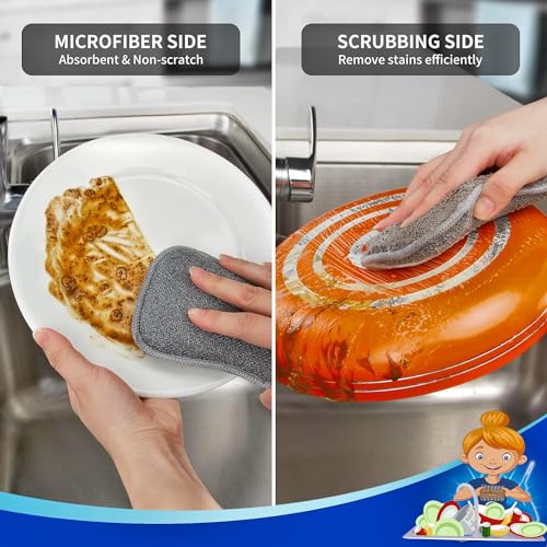 THEA Innovative Multi-Purpose Scrub Sponge Pad,Non-Scratch Microfiber Reusable Sponges,Heavy Duty Scrubber for Cleaning Dishes Non-Scratch Microfiber Sponge,Effortless Cleaning of Kitchen (Pack of10) - Image 3