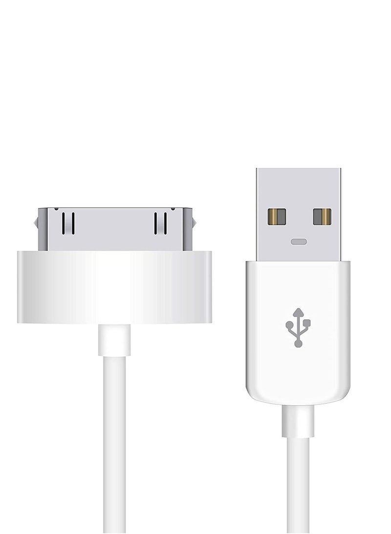 Ntech USB Sync And Charging Data Cable For i-Phone 4/4S/3G/3GS) iPad 1/2/3/iPod) 30-Pin Cables Charger Lead - (1M White) (1 Pack) - Image 1