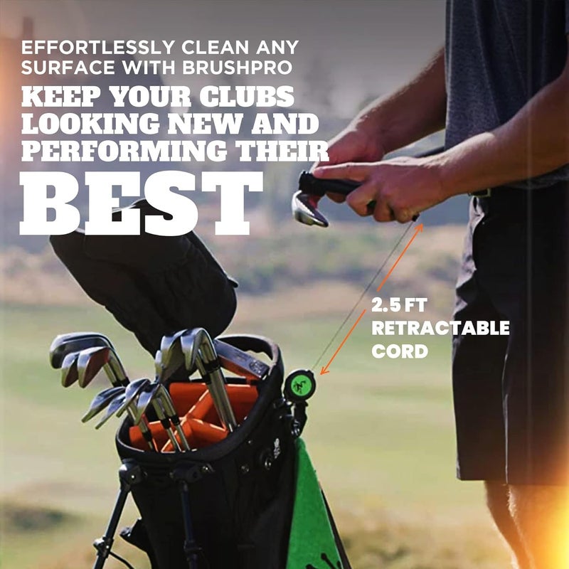 Frogger BrushPro Golf Club Cleaner with Ergonomic Grip and 2.5 ft. Retractable Cord, Sturdy Golf Club Brush and Groove Cleaner for Golfers, Golf Dad - Image 5