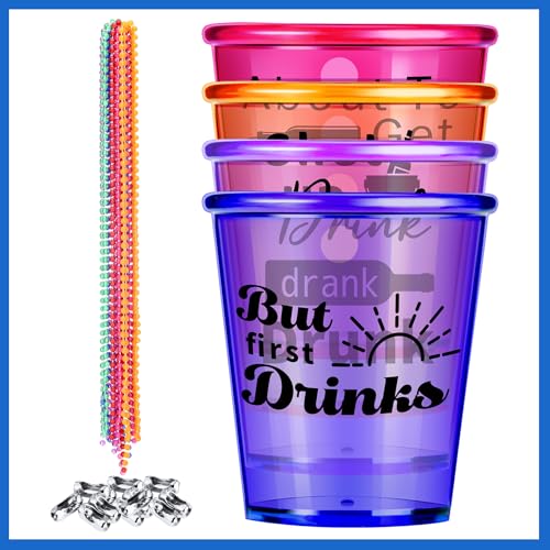 Trnayi 27 Pcs Shot Glass Necklaces Cups Bulk Plastic Shot Glass on Beaded Necklace Naughty for Adults and Teens Birthday Gifts Wedding Halloween Party Supplies - Image 3
